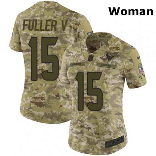 Womens Nike Houston Texans 15 Will Fuller V Limited Camo 2018 Salute to Service NFL Jersey
